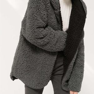 BDG Women's Black Carmella Reversible Hooded Teddy Jacket